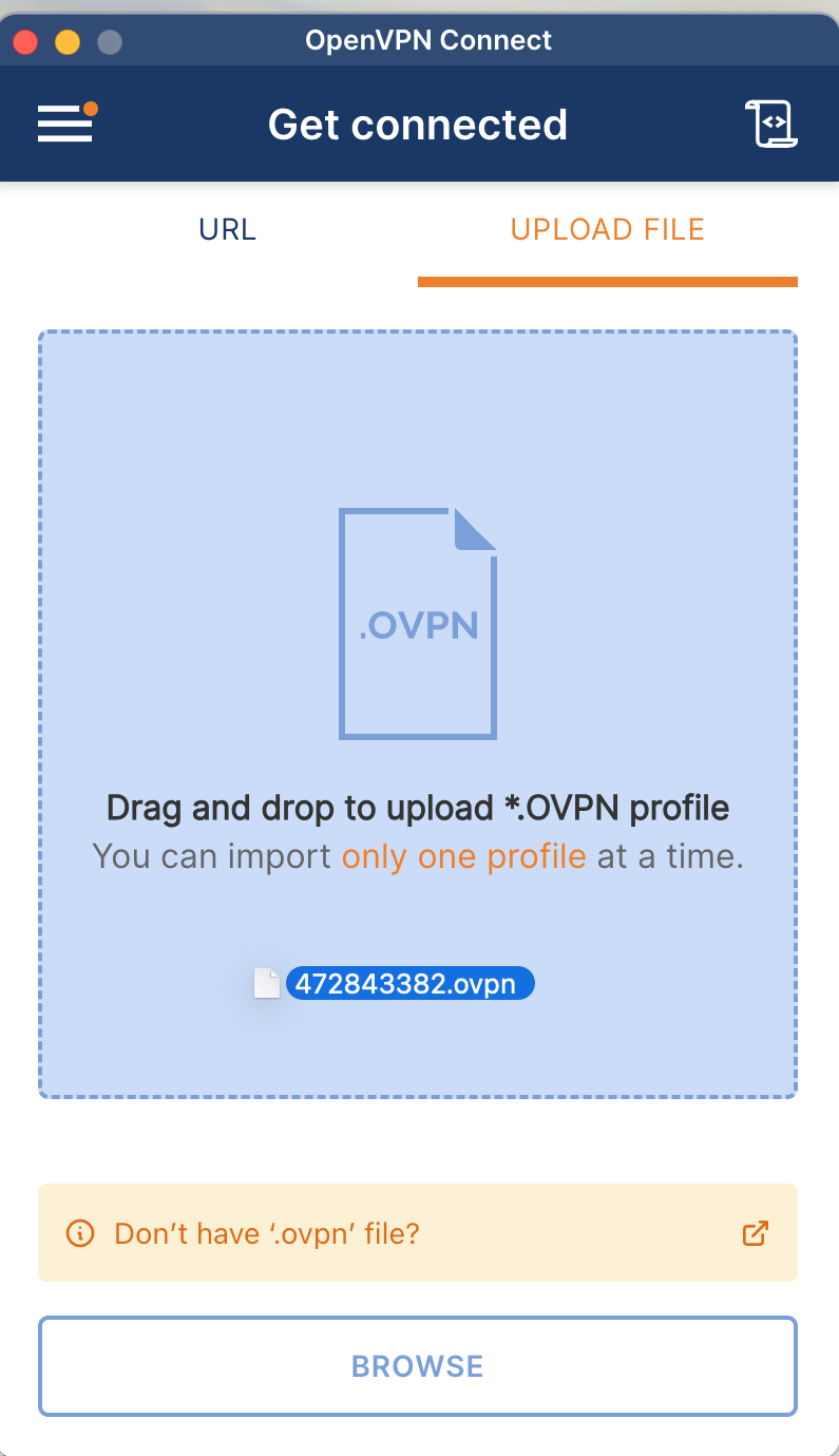 загрузка файла в ovpn