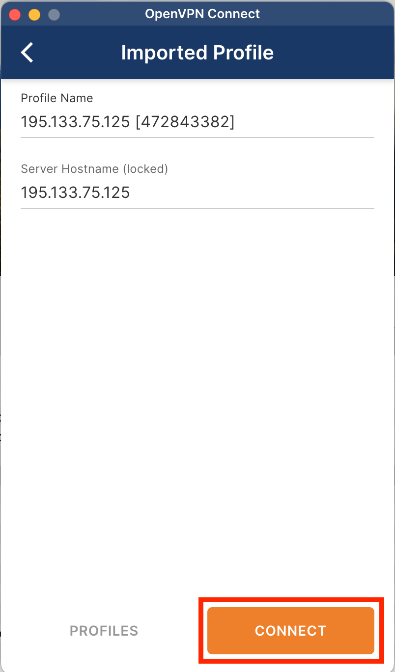 нажать connect