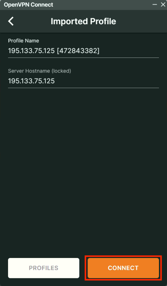 Кнопка Connect